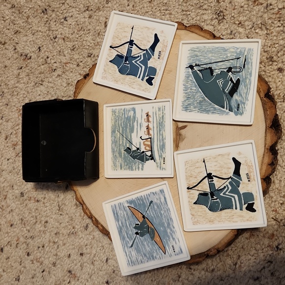 Ornamin by Ornamold Set 5 Inuit Hunter Coasters Canada - Picture 1 of 7